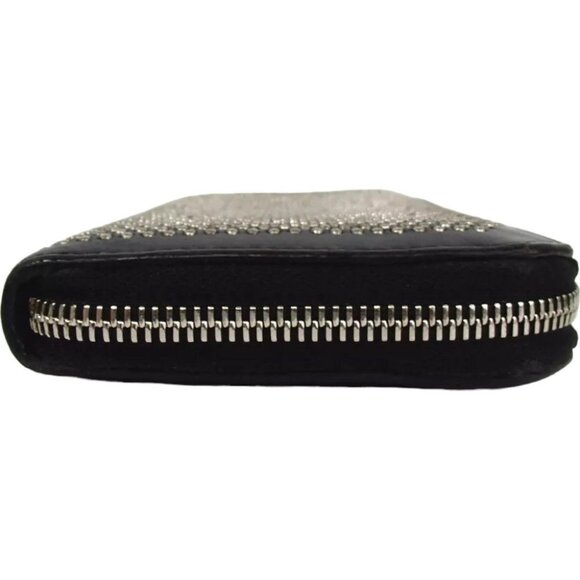 837160AM (G2) Jimmy Choo Wallet Long Studded Zip Around Black Leather - Picture 4 of 13